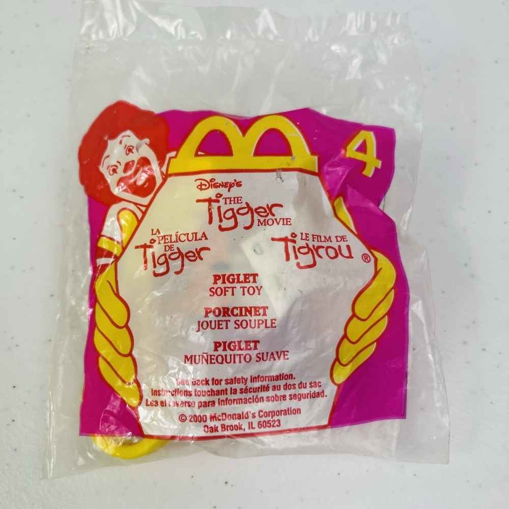 2000 McDonalds Happy Meal The Tigger Movie Piglet Soft Plush Toy #4 New in Pack